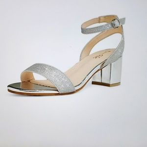 NEW DREAM PAIRS Chunky Block Heel Sandals in Silver-Glitter Size 11W